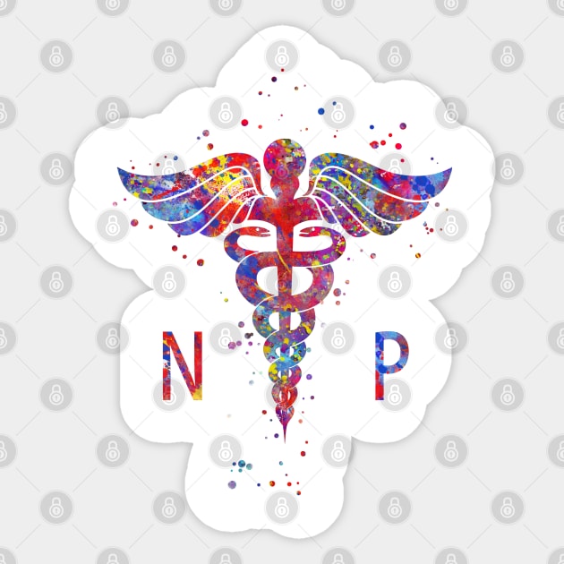 Nurse practitioner caduceus Sticker by RosaliArt